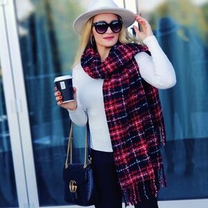 Plaid print Oblong scarf